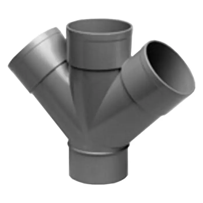Derivación PVC doble M-H - 125 mm, 45 ° - Vista frontal