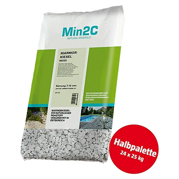 Min2C Marmorkiesel - Schwarz, Körnung: 7 mm - 15 mm, 600 kg - Diagonale Ansicht