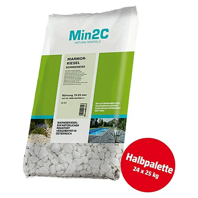 Min2C Marmorkiesel - Schwarz, Körnung: 15 mm - 25 mm, 600 kg - Diagonale Ansicht