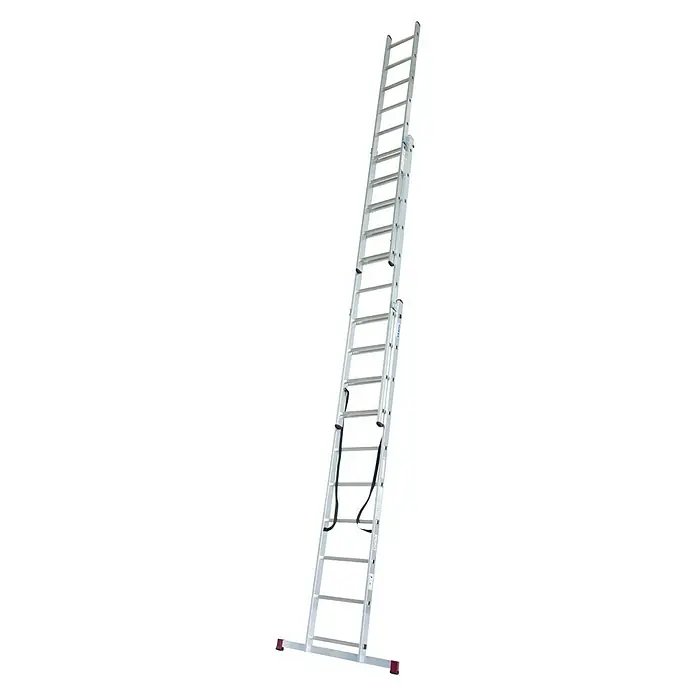 Krause Corda Sprossen-Mehrzweckleiter - 3 x 10 Sprossen, Arbeitshöhe: 7 m, Aluminium, Magnethalterung, Inkl. Spitzen - Vorderansicht