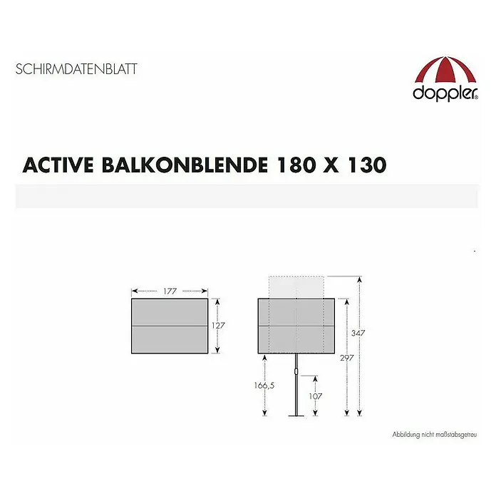 Doppler Active Balkonsichtschutz - Grün, 180 x 130 cm - Skizze
