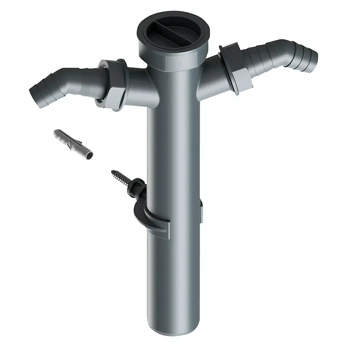 Verstellrohr - 1½″, DN 40, Länge: 25 cm, 2 x Geräteanschluss, Anthrazit - Diagonale Ansicht