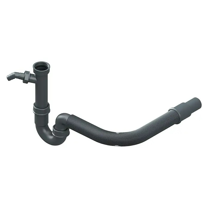 Spültisch-Siphon - Kunststoff, 1½″, Anthrazit - Diagonale Ansicht