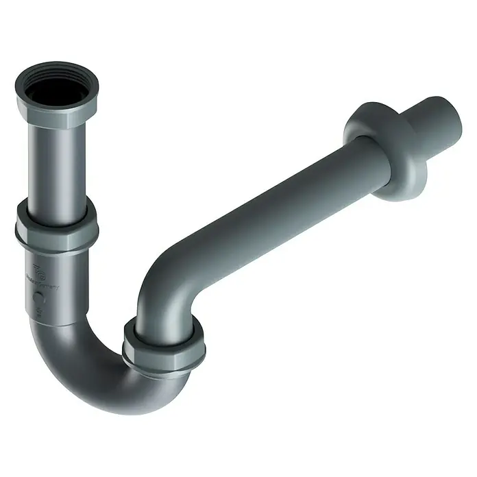 Röhrensiphon - 1¼″, Kunststoff, Anthrazit, Geeignet für: Waschtische - Diagonale Ansicht