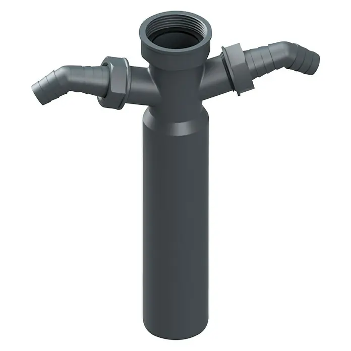 Verstellrohr - 1½″, DN 50, Länge: 25 cm, 2 x Geräteanschluss, Anthrazit - Vorderansicht
