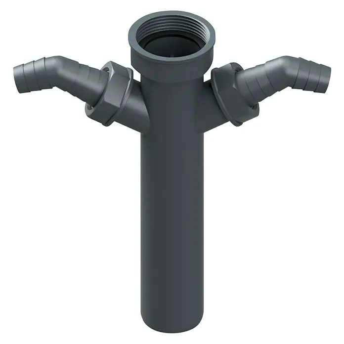 Verstellrohr - 1½″, DN 40, Länge: 20 cm, 2 x Geräteanschluss, Anthrazit - Diagonale Ansicht