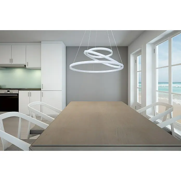 Direct Signs LED-Pendelleuchte Noble - Höhe: 150 cm, Weiß, Durchmesser: 800 mm - Stimmungsaufnahme