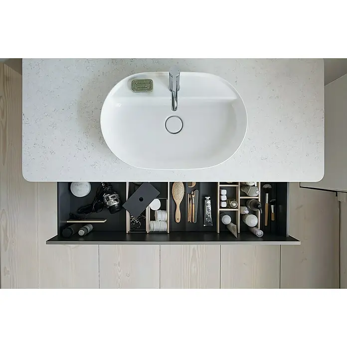 Duravit Luv Aufsatzwaschbecken - 80 x 40 cm, Mit schmutzabweisender Glasur, Hahnloch: Mitte, Ohne Überlauf, Weiß - Stimmungsaufnahme