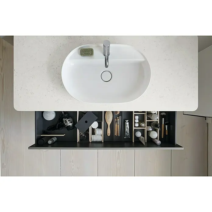 Duravit Luv Aufsatzwaschbecken - 80 x 40 cm, Mit schmutzabweisender Glasur, Hahnloch: Mitte, Ohne Überlauf, Weiß - Stimmungsaufnahme