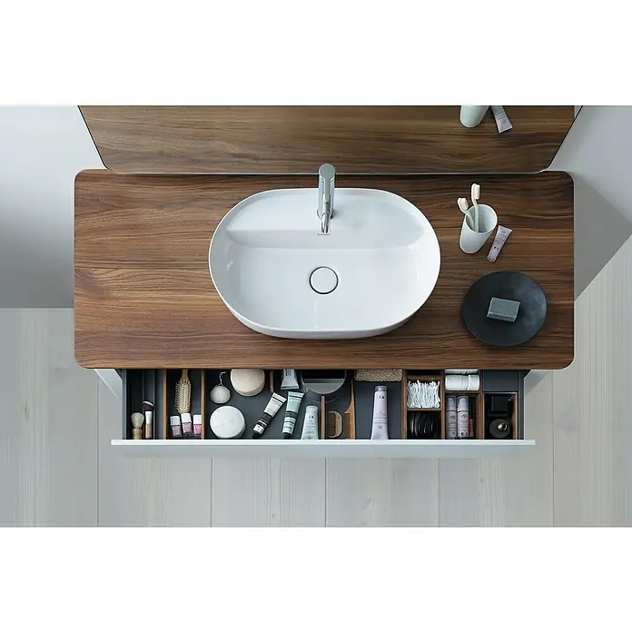 Duravit Luv Aufsatzwaschbecken - 80 x 40 cm, Mit schmutzabweisender Glasur, Hahnloch: Mitte, Ohne Überlauf, Weiß - Stimmungsaufnahme