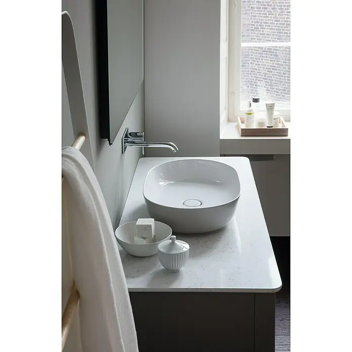 Duravit Luv Aufsatzwaschbecken - 60 x 40 cm, Ohne Spezialglasur, Hahnloch: Ohne, Ohne Überlauf, Weiß - Stimmungsaufnahme