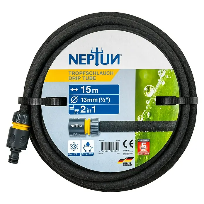 Neptun Vrtno crijevo za navodnjavanje kap po kap - Duljina: 15 m - Pogled sprijeda