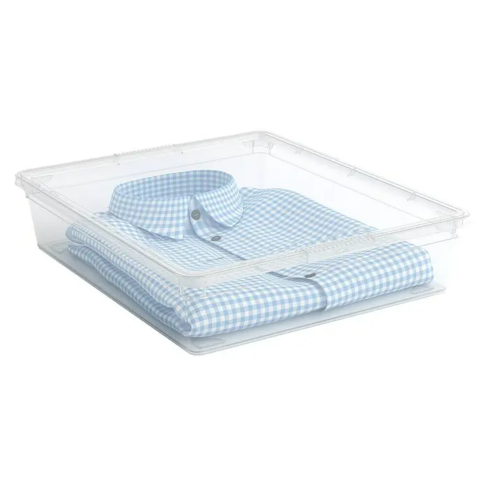 KIS Aufbewahrungsbox C Box Flat - L x B x H: 40 x 34 x 9 cm, Kunststoff, Transparent - Diagonale Ansicht