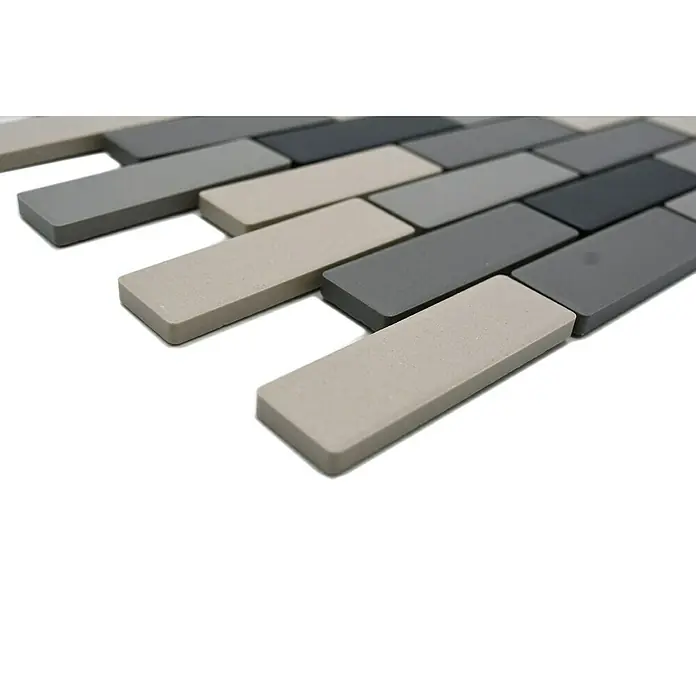 Mozaïektegel brick Mix BR555 - 26,1 x 29 cm, Grijs/Beige, Mat - Close-up