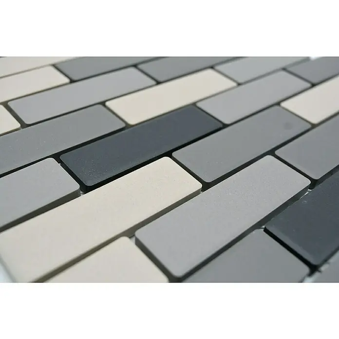Mozaïektegel brick Mix BR555 - 26,1 x 29 cm, Grijs/Beige, Mat - Close-up