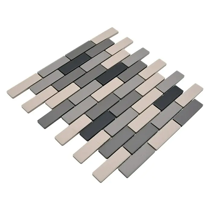 Mozaïektegel brick Mix BR555 - 26,1 x 29 cm, Grijs/Beige, Mat - Diagonaal zicht