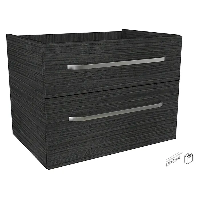 Camargue Star Waschtischunterschrank - 69,4 x 48,9 x 51,8 cm, Mit Beleuchtung, Darkoak, Matt - Diagonale Ansicht