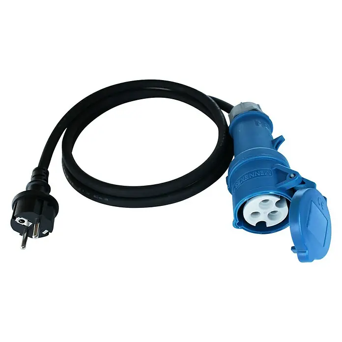 Mennekes CEE-Caravan-Adapterleitung - 16 A, 250 V, 3-polig, 1,5 m, Schutzkontakt-Stecker - Ansicht von oben