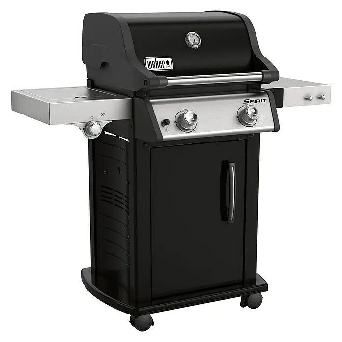 Weber Spirit Gasbarbecue E-225 GBS - Aantal branders: 2, Hoofdgrilloppervlak: 52 X 45 cm, 7,7 kW - Diagonaal zicht