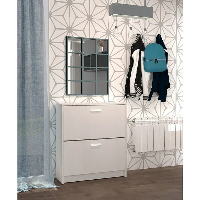 Muebles Pitarch Zapatero Tibet - L x An x Al: 25 x 74 x 82 cm, Blanco, Número de compartimentos: 2 ud. - Foto ambiente