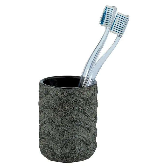 Wenko Mantua Čaša za kupaonicu - Promjer: 7,5 cm, Keramika, Sive boje - Pogled sprijeda