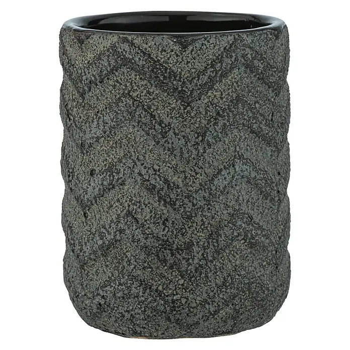 Wenko Mantua Vaso de encimera - Diámetro: 7,5 cm, Cerámica, Gris - Vista frontal