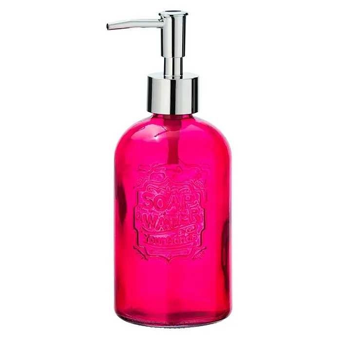 Wenko Vetro Dispensador de jabón - Vidrio, Rosa - Vista de perfil izquierdo
