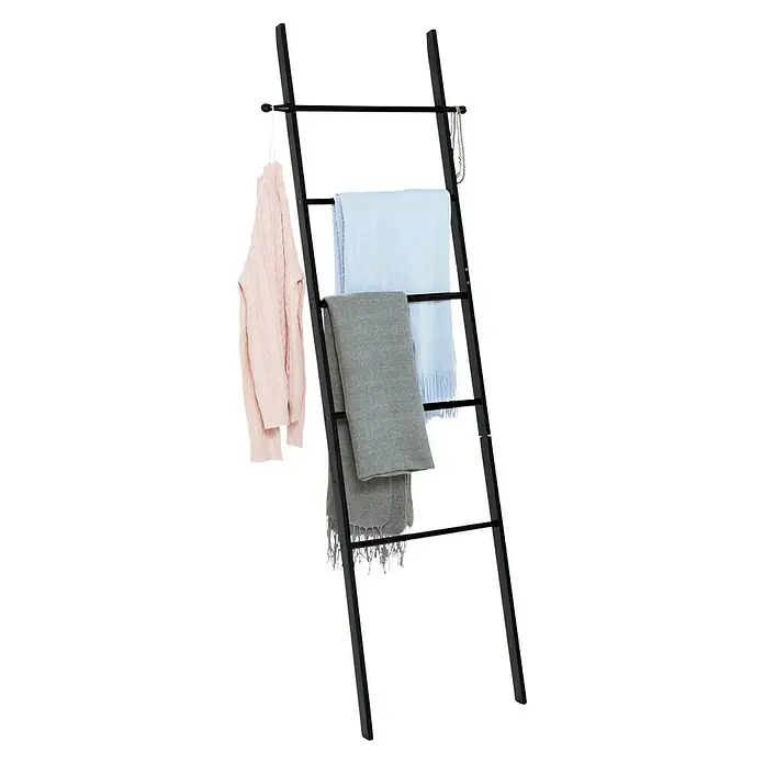 Wenko Toallero para baño escalera Suri - An x Al: 43 x 170 cm, Negro - Vista angular