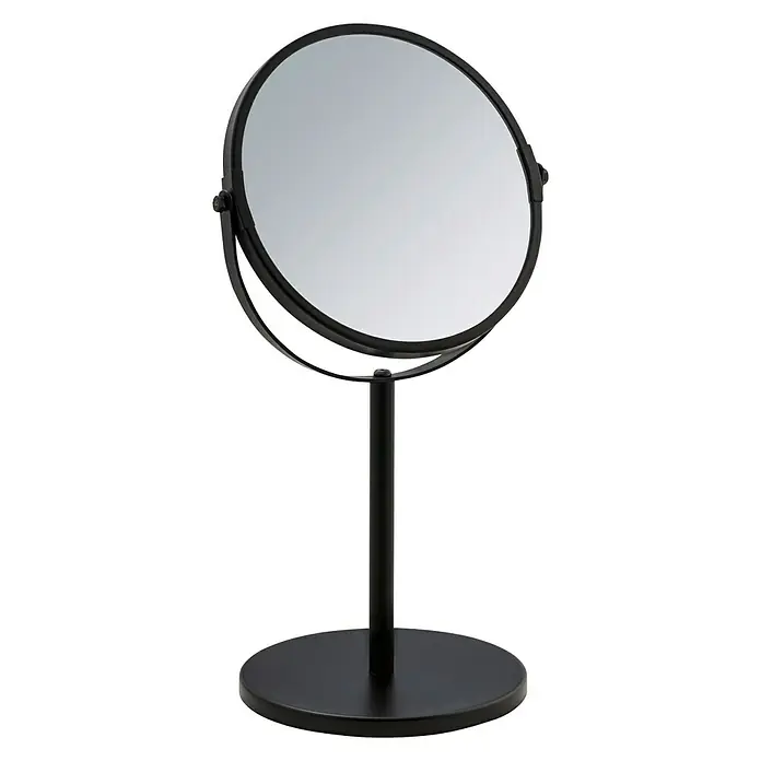 Wenko Espejo cosmético Assisi - Aumento: x 3, Diámetro: 17 cm, Negro - Vista angular