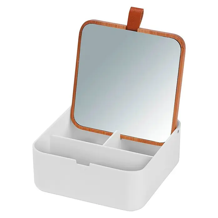 Wenko Organizador joyero con espejo Bovisa - Blanco - Vista angular