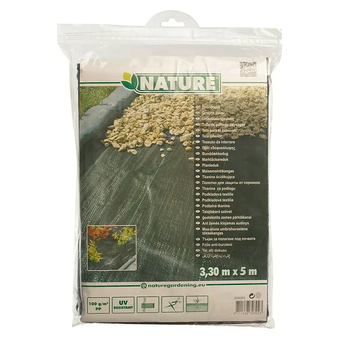 Nature Anti-worteldoek - 3,3 x 5 m, Zwart - Top-down weergave