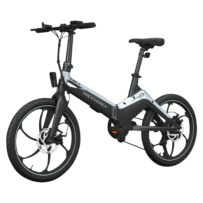 Električni bicikl MS ENERGY e-bike i10 black grey - Crno-sive boje, Magnezijeva legura - Dijagonalni pogled