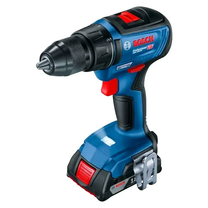 Bosch Professional Akumulatorska bušilica/odvijač GSR 18V-50 - 18 V, Litij-ionska, 2 Ah, 3 baterije - Dijagonalni pogled