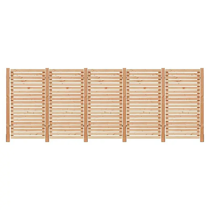 Sichtschutz-Halbelement Komplettset Rhombus - 445 x 179 cm, Gerade, Natur - Vorderansicht