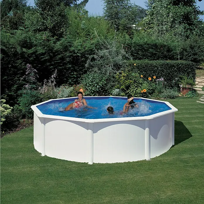 Gre Piscina circular desmontable Fidji - Ø x Al: 460 x 120 cm, 17.450 l, Blanco - Foto ambiente