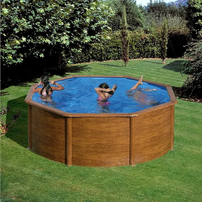 Gre Piscina circular desmontable Sicilia - Ø x Al: 350 x 120 cm, 10.102 l, Marrón claro - Foto ambiente