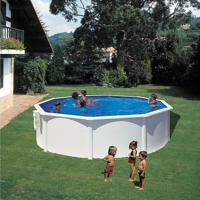 Gre Piscina circular Bora Bora - Ø x Al: 460 x 120 cm, 17.450 l, Blanco - Foto ambiente