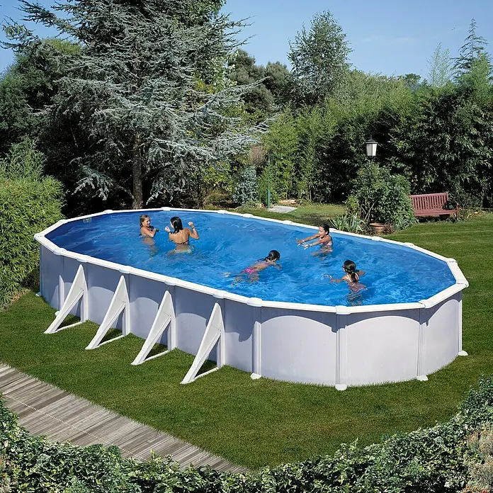 Gre Piscina ovalada desmontable Atlantis - L x An x Al: 1.000 x 550 x 132 cm, 56.111 l, Blanco - Foto ambiente