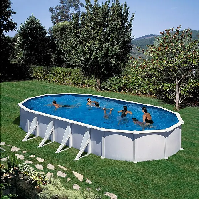 Gre Piscina ovalada desmontable Atlantis - L x An x Al: 915 x 470 x 132 cm, 43.595 l, Blanco - Foto ambiente