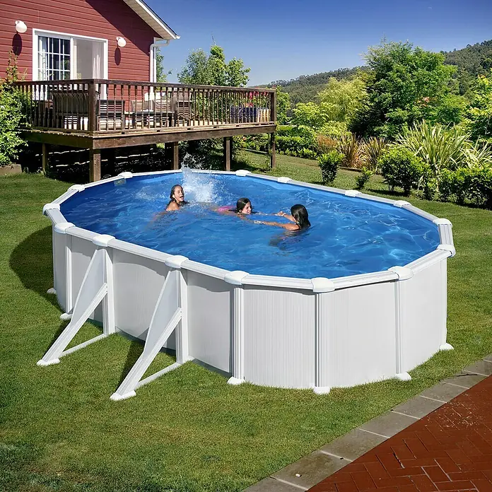 Gre Piscina ovalada desmontable Atlantis - L x An x Al: 500 x 300 x 132 cm, 16.210 l, Blanco - Foto ambiente
