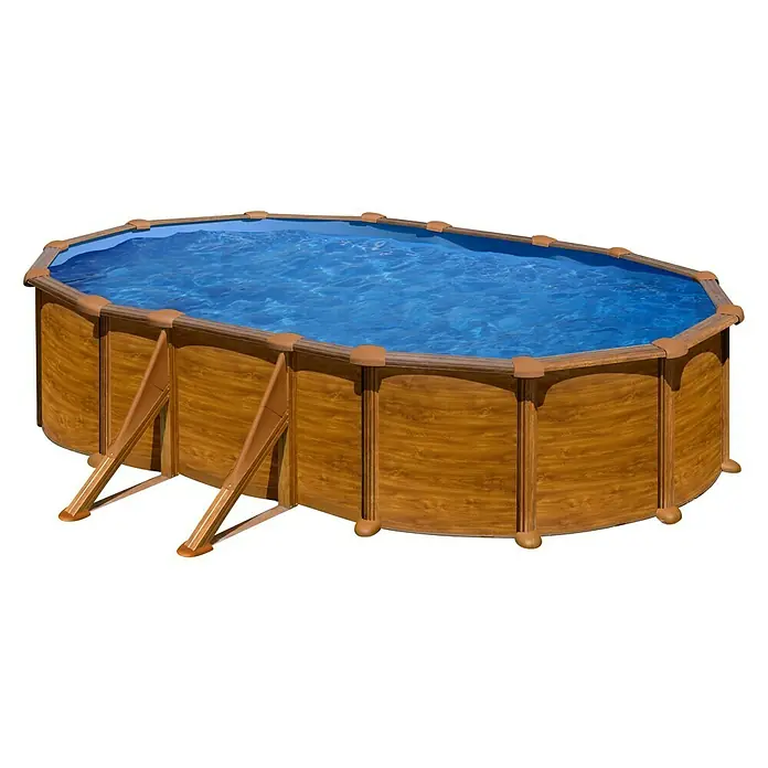 Gre Piscina ovalada desmontable Sicilia - L x An x Al: 500 x 300 x 120 cm, 14.550 l, Marrón claro - Vista angular