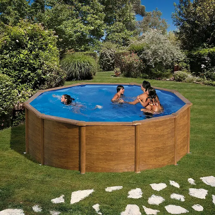 Gre Piscina circular desmontable Sicilia - Ø x Al: 460 x 120 cm, 17.450 l, Marrón claro - Foto ambiente