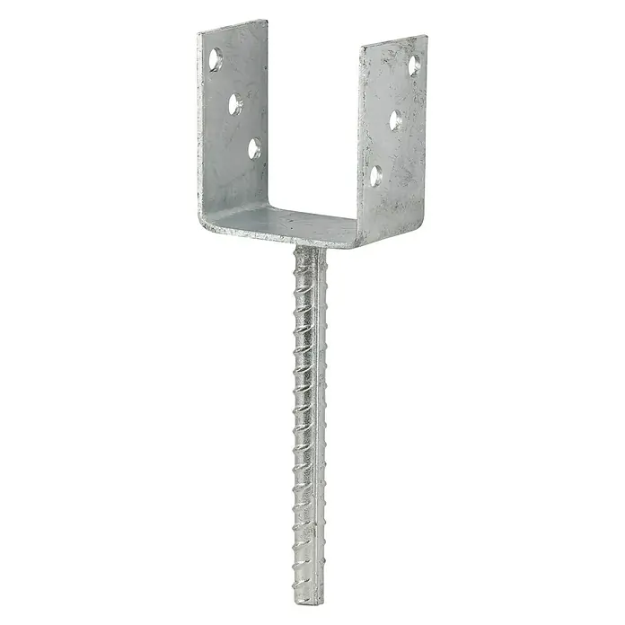 Stabilit Leichter Stützenschuh - 60 x 121 x 100 mm, Feuerverzinkt, Stärke: 4 mm - Diagonale Ansicht