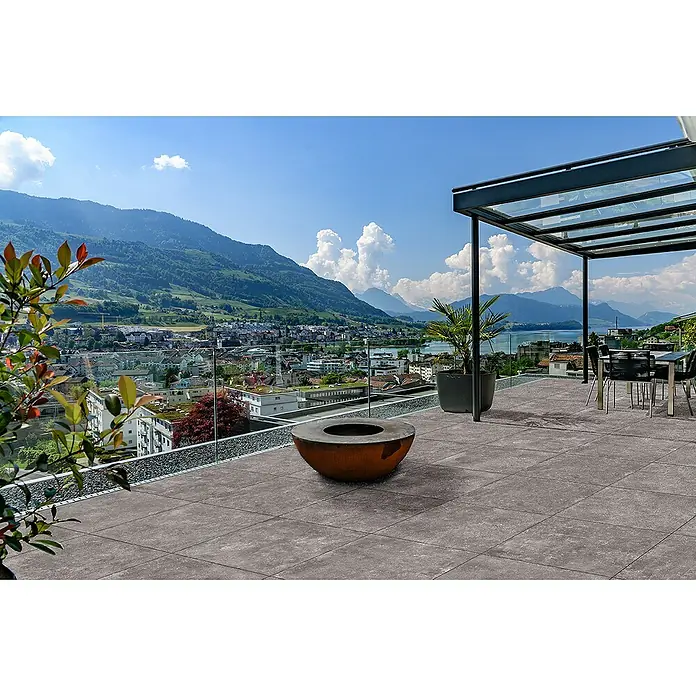 Terrassenfliese Cera 2.0 - 90 x 90 x 2 cm, Moon, Matt - Stimmungsaufnahme