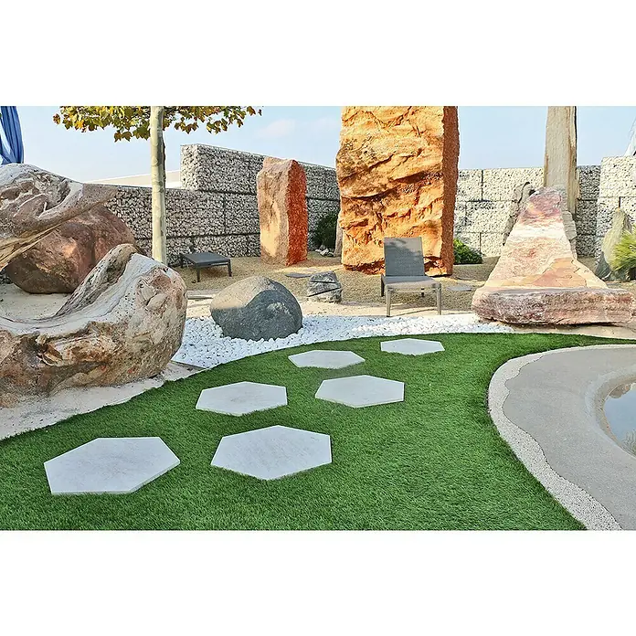 Terrassenfliese Cera 2.0 6-Eck - 59 x 51 x 2 cm, Quarzite White, Matt - Stimmungsaufnahme