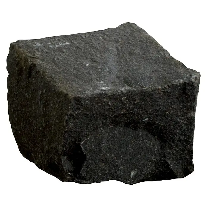 Basaltpflaster - Schwarz, Maße Stein: 4 - 6 cm, Basalt, 15 kg - Diagonale Ansicht