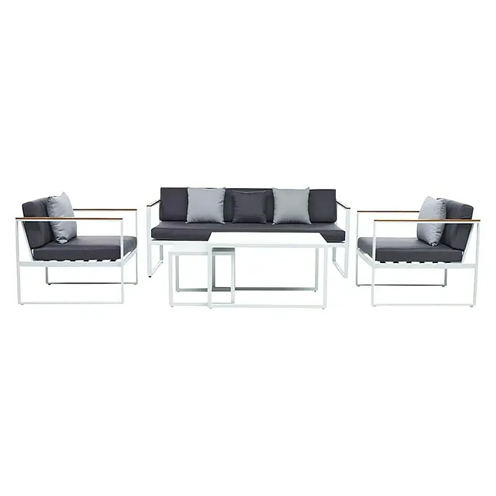 SENSUM Set lounge namještaja - 5-dij., Aluminij, Bijele boje, Svijetlosive boje - Dijagonalni pogled
