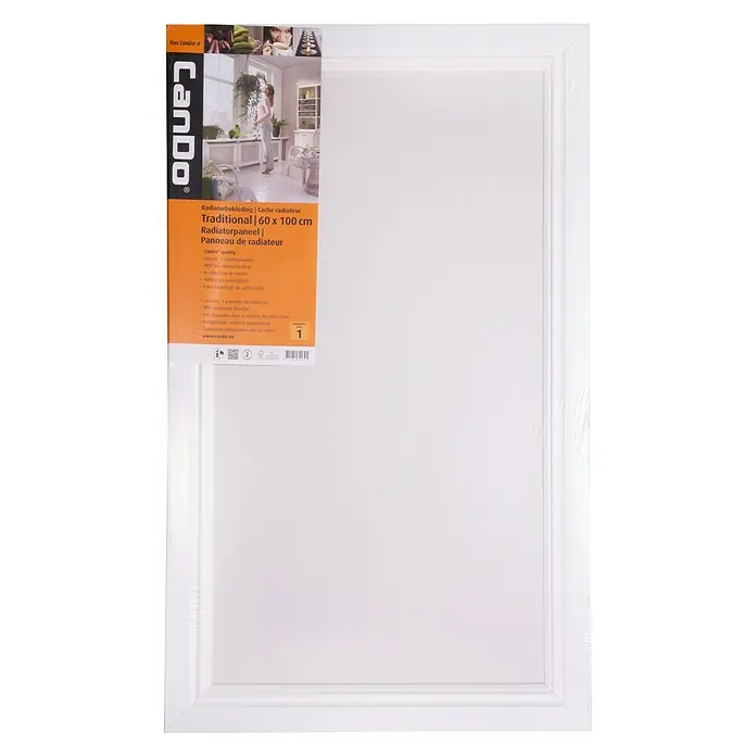 CanDo Radiatorbekleding Traditional - 60 x 100 cm, 12 mm, Wit - Vooraanzicht