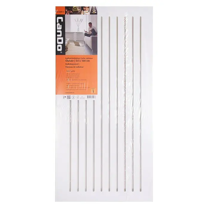 CanDo Radiatorbekleding Chester - 50 x 100 cm, 12 mm, Wit - Vooraanzicht