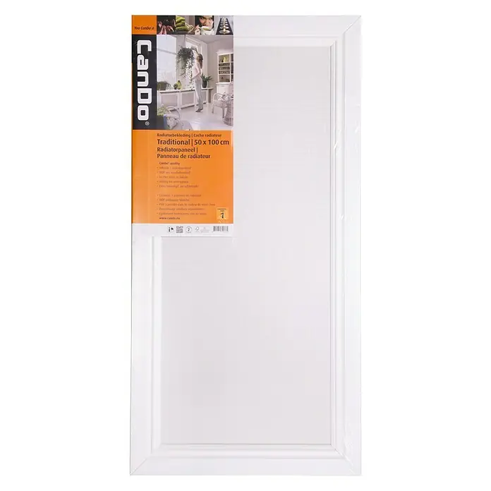 CanDo Radiatorbekleding Traditional - 50 x 100 cm, 12 mm, Wit - Vooraanzicht